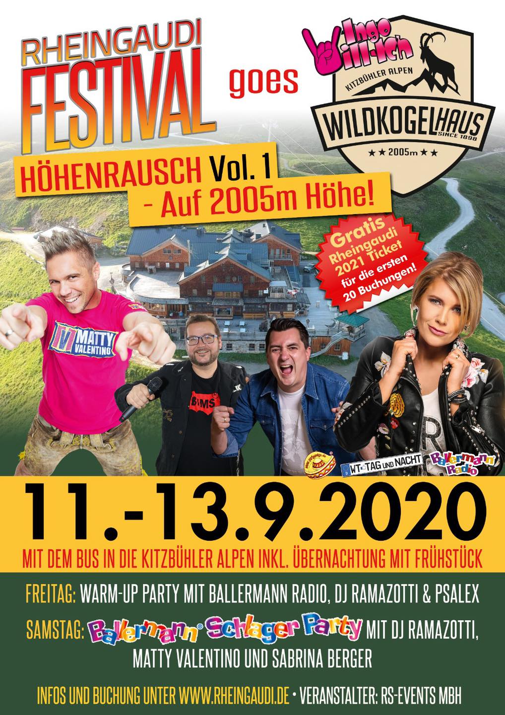 Kitzbühler Alpen: Gigantisches Rheingaudi-Festival auf 2005 Metern Höhe