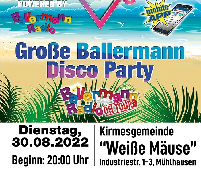 Kirmesgemeinde „Weiße Mäuse“ lässt originale Ballermann Party am 30.08.22 steigen