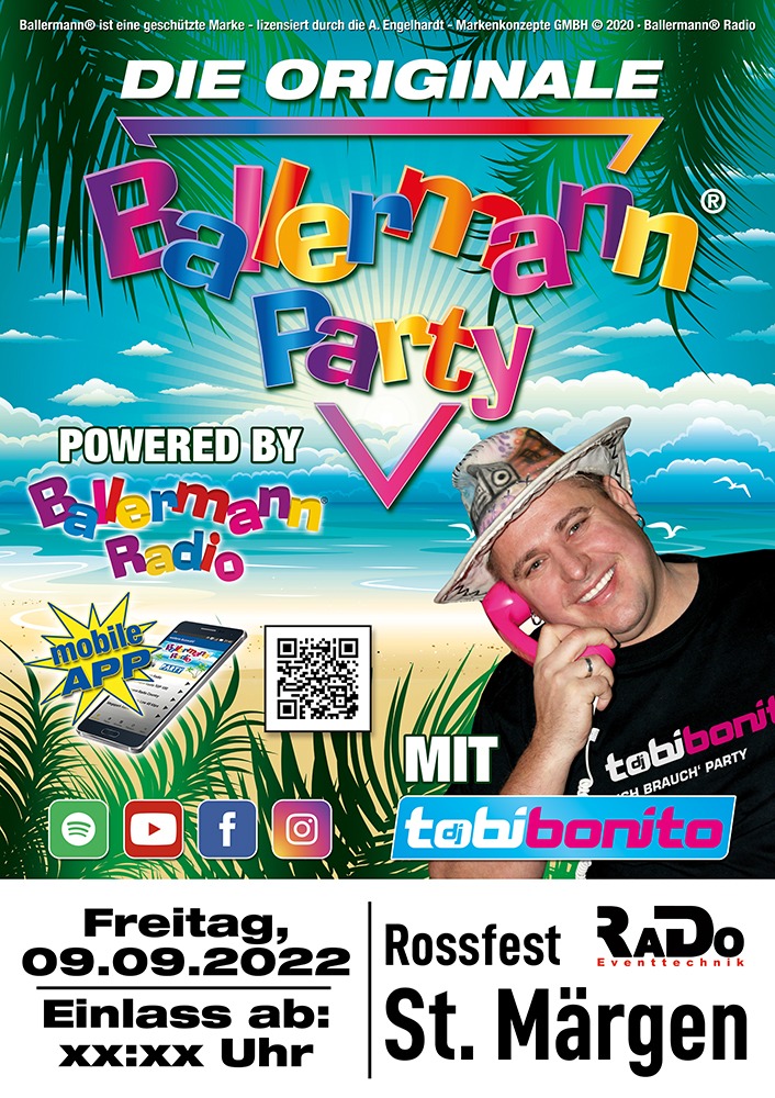 Originale Ballermann Party am 09.09.22 Rossfest in St. Märgen
