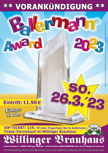 15. Verleihung des Ballermann®Award am 26. März in Willingen/Upland