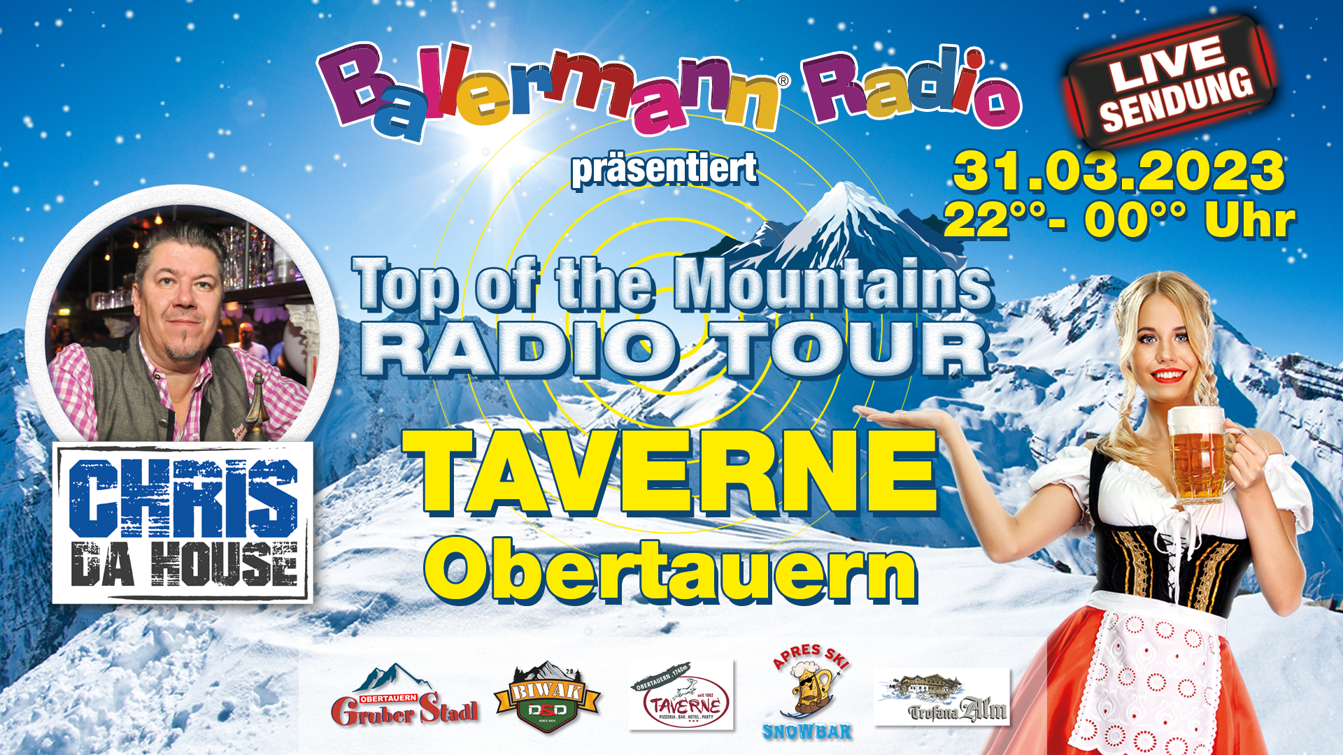 „Top of the Mountains Radio Tour“: Live aus der Taverne Obertauern (31.03.23)