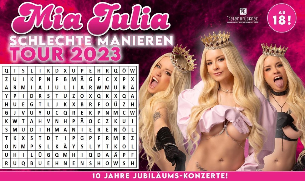 „Schlechte Manieren“-Tour: Große Ticket-Verlosung für Mia Julia